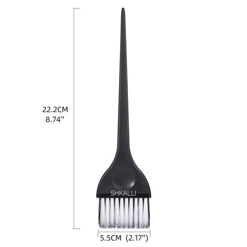 Hair Colouring Tool Set - Wide Hair Colouring Brush with Soft bristles and Double Row Design. Mini Hair Colour Cream Stirrer, Pointed Tail Comb. (Black, Black + White Bristles Set B)…