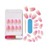 KISS Salon Acrylic French, Press-On Nails, Nail glue included, Squared', Light Pink, Medium Size, Coffin Shape, Includes 28 Nails, 2G Glue, 1 Manicure Stick, 1 Mini File