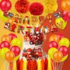 Dulousia Fire Truck Party Supplies - Fireman Happy Birthday Banner, Paper Pom Pom Tissue Tassels, Firefighter Birthday Balloon, Fire Truck Birthday Party Decorations
