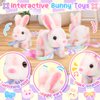 NINAOR Bunny Toys for Kids with Crossbody Bags, Interactive Rabbit Toys with Sounds Jumping Wiggling Ears, Pretend Play Robot Pet Care Cute Stuff for Girls Trip Plushies Easter Basket Birthday Gifts