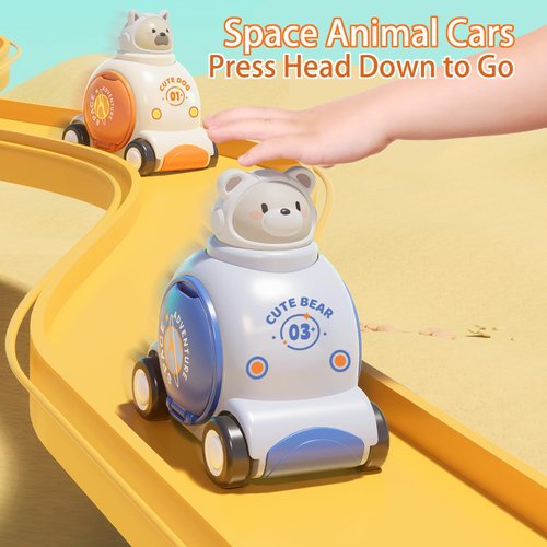 Toys for 1 Year Old Boy,Toddler car Toys(4 Pack) Press and go Cars for Toddlers 1-3,Pull Back Cars Toy First Birthday Gifts Boy Toys. Animal Racing Car Baby Toys 6-18 Months,Baby Toy Car Set