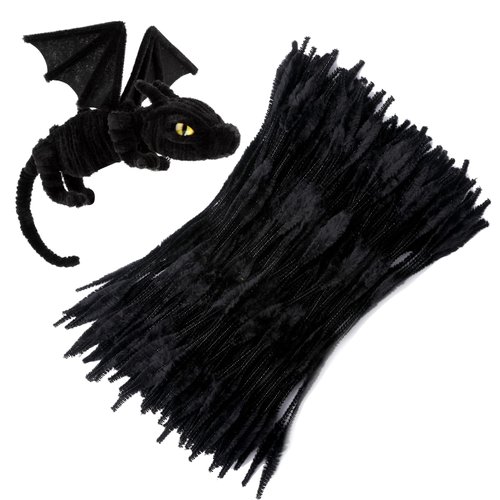 100 PCS Pipe Cleaners Chenille Stem, Bump Chenille Stems Pipe Cleaner, Black Pipe Cleaners Crafts Supplies for DIY Arts Crafts Decorations (Black)