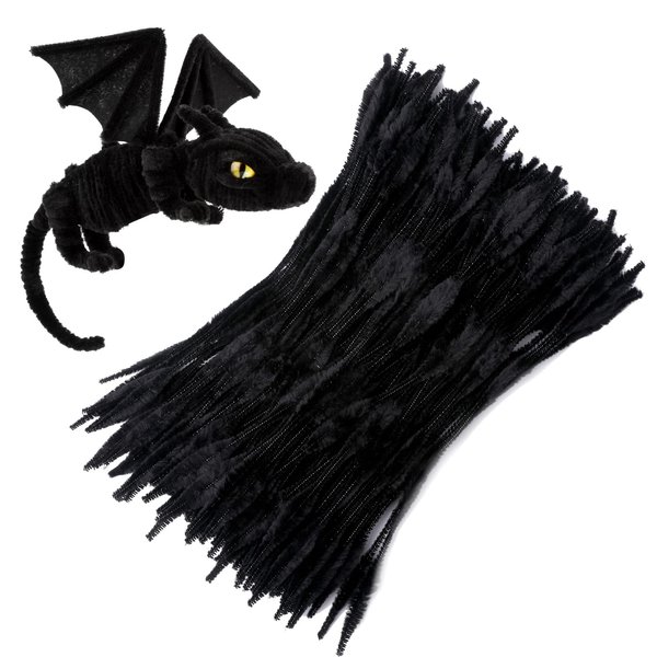 100 PCS Pipe Cleaners Chenille Stem, Bump Chenille Stems Pipe Cleaner, Black Pipe Cleaners Crafts Supplies for DIY Arts Crafts Decorations (Black)