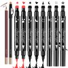 10 Pack Liquid Eyeliner Stamp Set with 8Pcs Eyeliner Stamp and 2Pcs Eyebrow Pencil, Waterproof Smudgeproof Eyeliner Long Lasting Eyeliner Pen (Heart/Flower/Moon/Star/Smiley /Triangle Seal Stamp)