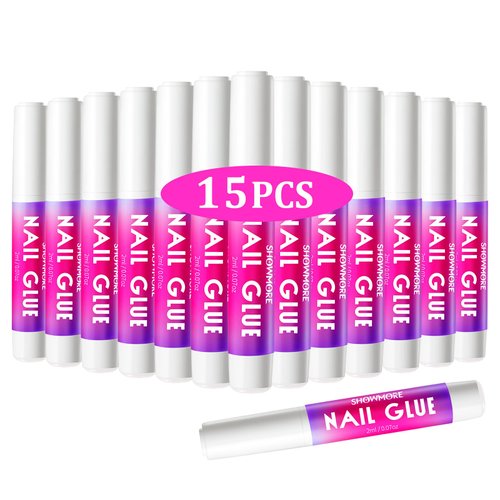 15Pcs 1.05Oz Super Strong Nails Glue for Press On Nails Acrylic Nail Tips - Long Lasting Nail Bond Nail Glue for Fake Nails False Nails Tips Broken Nails | Safety Non-Toxic