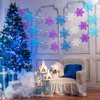 Yeaqee 4 Pcs 10.33 ft Snowflake Banner Garland White Blue Purple Glitter Hanging Garland Winter Party Decorations for Christmas Holiday Party Birthday Carnival