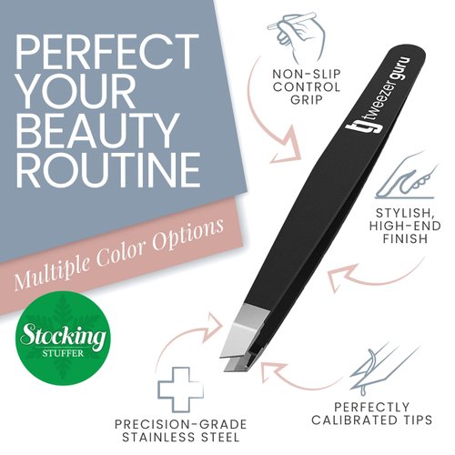 2pc Slant Pointed Precision Tweezers for Eyebrows, Ingrown Hairs, Blackheads - Sharp Needle Nose for Plucking, Splinters