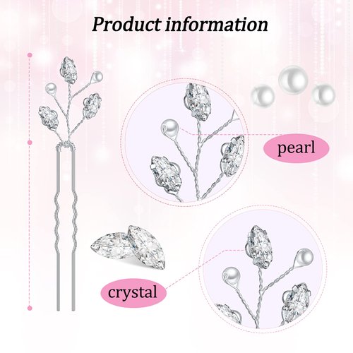 12 Pieces Bridal Hair Pins for Wedding Party Vintage Bridal Wedding Hair Pins Pearl Crystal Hair Accessory for Bride Bridesmaids Flower Girls