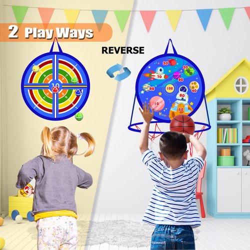 Dart Board for Kids, Basketball Hoop for Kids Toddlers, Sports & Outdoor Play Toys, Kids Toys, Boy Toys, Birthday Gift Toy for 3 4 5 6 7 8 9 10 11 12 Year Old Boys Girls, Easter Gifts Party Favors