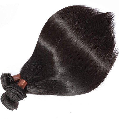 BLACKMOON HAIR Brazilian Virgin Straight Hair 3 Bundles With Three Part Lace Closure Unprocessed Virgin Human Hair Extensions Hair Weave Natural Black Color (20 22 24 +16 Inch Closure)