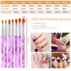 10 Pcs Gel Nail Brush Set, 7 Pcs UV Gel Nail Painting Brushes with 3 Pcs Nail Art Liner Brushes, Nail Art Brush Nail Painting Brush Pen Set for Acrylic Application