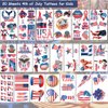 Hohamn 4th of July Patriotic Temporary Tattoos - 20 Sheets American Flag Independence Day Tattoos for USA Theme Party Supplies Favors