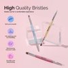 MelodySusie 2-in-1 Nail Art Brushes Set,3pcs Nail Art Design Pen Painting Tools with Flat Brush Oval Brush French Brush Liner Brushes for Home DIY Salon Use