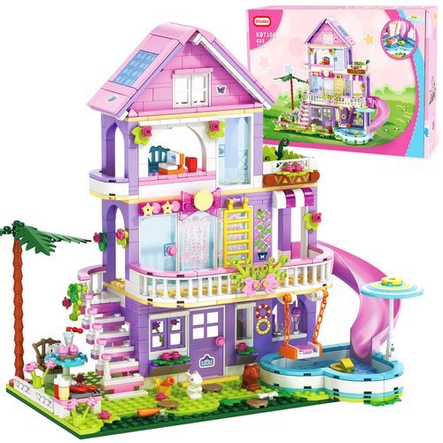 Sitodier Building Toy for Girls, 689pcs Garden Villa House Building Blocks Set for Girls Boys 6-12 Years, Holiday Cottage Building Bricks Kit, Educational Toy for Kids Girls 6 7 8 9 10 11 12 Years