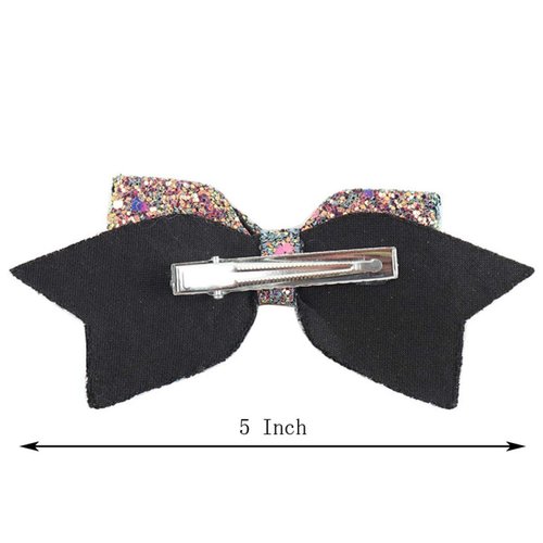 ZOONAI 5 Inch Baby Girl Glitter Hair Bows Boutique Hair Clip Teens Toddlers Glitter Sequins Hairpin Headwear