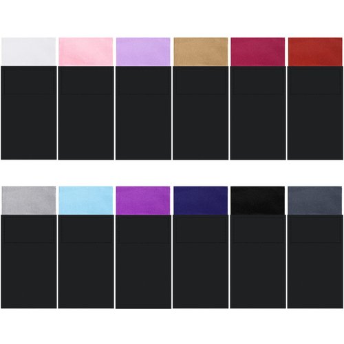 Xuhal 12 Pcs Men's Flat Prefolded Pocket Square Masculine Polyester Suit Rectangular Pocket Square Handkerchief on Card, 12 Colors