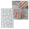 JMEOWIO 6 Sheets 3D Embossed Flower White Nail Art Stickers Decals Self-Adhesive Pegatinas Uñas 5D Spring Summer Floral Nail Supplies Nail Art Design Decoration Accessories