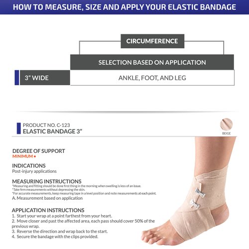 CHAMPION Reusable Elastic Bandage, Beige, Universal, 3 Inch Wide