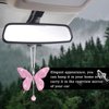 Dickno Bling Butterfly Car Accessories for Women, Diamond Car Rear View Mirror Ornament Pendant, Valentine's Day Gift, Crystal Car Hanging Decoration, Cute Rhinestone Pendant (Pink)