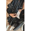 Daacee Casual Frayed Tassel Black Denim Jacket for Women Fashion Fringe Rhinestone Cowgirl Jean Coats(0191-Black-L)