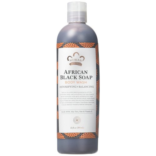 Nubian Heritage Body Wash, African Blk Soap, Tea Tree Oil Oats & Aloe, 13 Fl Oz pack of 2