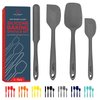 Culinary Couture 4-Piece Grey Silicone Baking Spatula Set - Rubber Spatulas Silicone Heat Resistant up to 608°F, BPA-Free - Silicone Spatula Set for Nonstick Cookware - Silicone Baking Utensils
