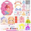 7 in 1 Princess Dress Up Game Set, Foil Art & Diamond Painting, Princess Makeup with Dress Up Sticker, Poke in Art Princess, Watercolor Painting, Art Craft Kit Gift for Kids Ages 4 5 6 7 8 9+ Year Old