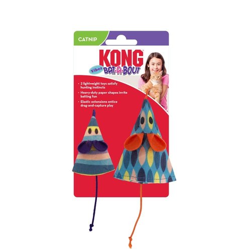 KONG Bat-A-Bout Vibez Mouse Catnip Cat Toy, 2pk.