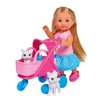 Simba 105733348 Evi Love Cat Buggy with Two Cats in Cat Buggy Removable Bag Accessories Dressing Doll 12 cm for Children from 3 Years