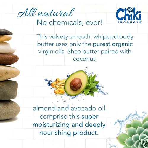 Chiki Buttah Whipped Body Butter, Organic All Natural Moisturizing and Nourishing Cream, Lavender Mint Scent, 2 Ounce Jar
