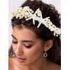 Unicra Silver Starfish Headband Silver Pearl Bridal Hair Band Sea Shell Hair Hoop Beach Wedding Hair Accessories for Women and Girls