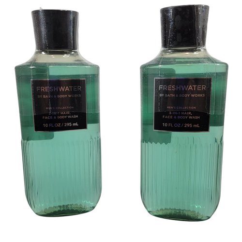 Bath and Body Works Men's Collection Freshwater 2 in 1 Hair and Body Wash 10 Oz. 2 Set.