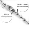 Metal Fan pull chain extension, ceiling fan chain connector,Diameter 3.2mm 16 Feet Long with 20 PCS Connector (Silver)