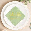 Crisky Sage Green Wedding Napkins Mr & Mrs Gold Cocktail Beverage Dessert Napkins for Wedding Shower Engagement Party Decorations, Wedding Cake Table Decor Supplies 100 Pcs, 3-Ply