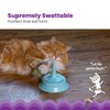 Catstages 2-in-1 Spring Toy Interactive Cat Toy and Topper for Cat Ball Track, Bat and Swat Spring Toy with Feathers and Bells, Blue