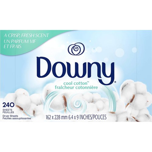Downy Dryer Sheets Laundry Fabric Softener, Cool Cotton, 240 Count