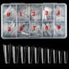 Coffin Acrylic Nails-Clear Fake Nail Coffin Shape Long Half Cover Nails Coffin Shaped Ballerina Nails Tips,DIY Nail Salon Art 10 Size 500PCS with Box (Clear)…
