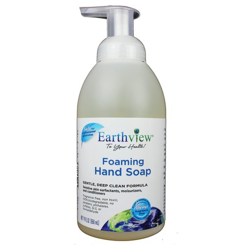 Earthview Fragrance Free Foaming Hand Soap, 19 Fl Oz |Unscented, Gentle, Moisturizing | Designed for Environmental Sensitivities (MCS, EI, MI free, Sulfate free, SLS free, Sensitive Skin, Unscented, Free & Clear, Naturally Derived, Eco-Friendly, Hypoaller