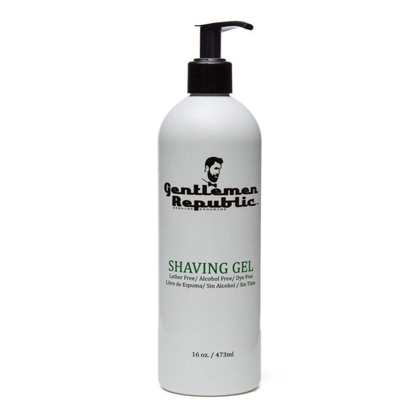 Gentlemen Republic 16oz Shaving Gel - 100% Alcohol-Free, Lather and Dye-Free Formula with Maximum Glide for Comfort, Made in the USA