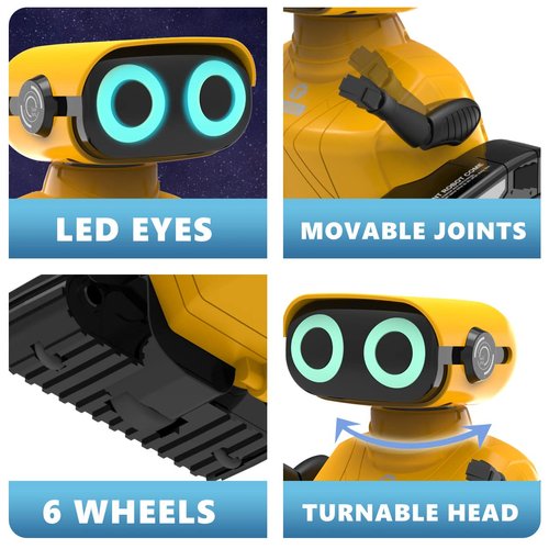 GILOBABY Robot Toys, Remote Control Robot Toy, RC Robots for Kids with LED Eyes, Flexible Head & Arms, Dance Moves and Music, Birthday Gifts for Boys Girls Ages 3+ Years (Yellow)