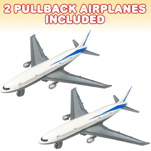ArtCreativity Pullback Airplane Toys for Boys and Girls, Set of 2, Diecast 5 Inch Pull Back Plane Toys for Kids, Great Birthday Party Favors for Children, Goodie Bag Fillers, Gift Idea