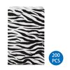 Ikee Design 200 Pcs of 6" X 9" W Flat Plain Paper or Patterned Bags for Candy, Cookies, Merchandise, Party favors, Gift bags, Small Paper Bags with Zebra Animal Print