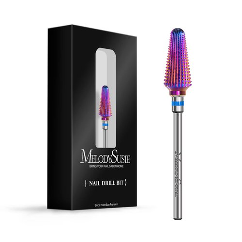 MelodySusie Professional Tornado Nail Drill Bits, 3/32'' Carbide Tungsten Multi-function Bits, Suitable for Manicure Pedicure Cuticle Gel Polishing, Salon Bits, Purple, Series Bit-X, Medium