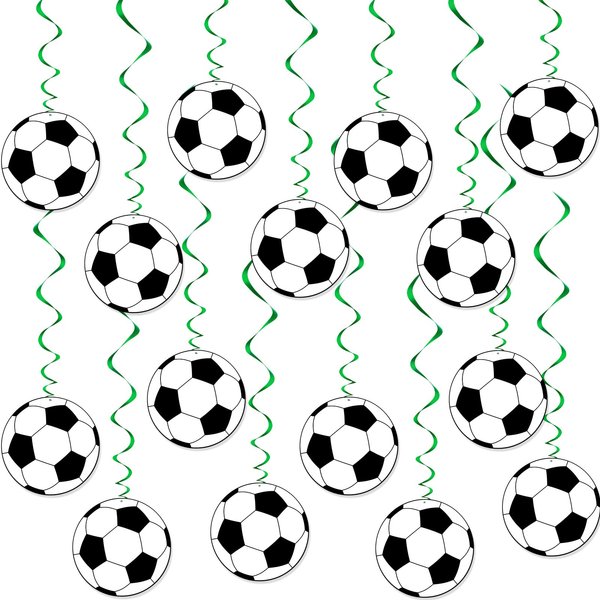 Lewtemi 30 Pcs Soccer Ball Hanging Swirls Soccer Party Decorations Soccer Garland Soccer Party Supplies for Boys Kids Birthday Baby Shower Sports Themed Party Decoration One Sided Printing
