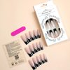 Magrace Press on Nails Long Square Fake Nails Nude Black False Nails with Designs 24 pcs Stick on Nails for Women (A-5)