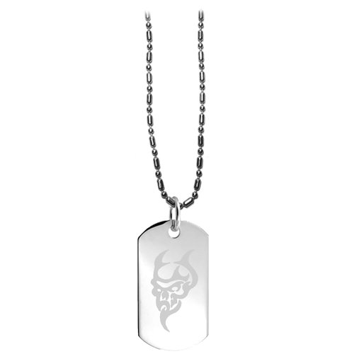 Devil Satan Satanic Face Skull Evil Logo Symbol - Military Dog Tag Luggage Tag Key Chain Metal Chain Necklace
