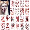 20 Pcs Halloween Body Face Scar Realistic Temporary Tattoos for Men Women,Fake Bloody Wound Stitch Scar Scab Horror Zombie Halloween Masquerade Waterproof Makeup Tattoo Stickers