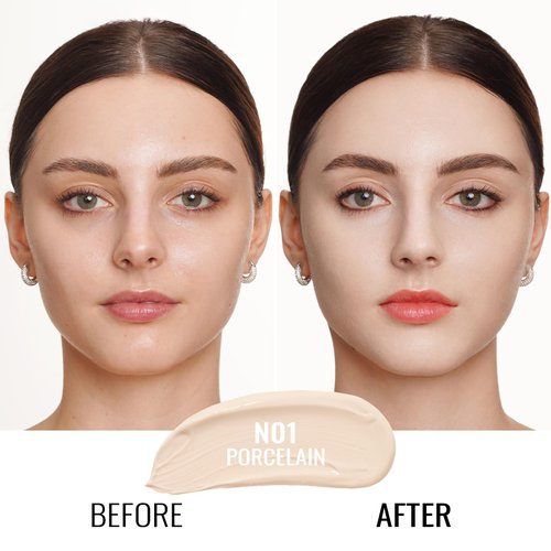 Oulac Foundation Make Up, Skincare Infused With Aloe Leaf And Vitamin E, Medium to High Coverage Liquid Foundation, Foundation Vegan 30ml, Shade：Porcelain 01