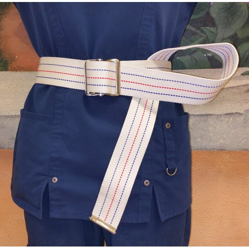 2 Looped Handles 60 inches Physical Therapy Gait Belt and Metal Buckle Beige Color