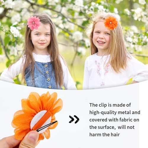 inSowni 20 Pack 9cm /3.5" Chiffon Flower Alligator Hair Clips Lined Duckbill Barrettes Hair Flower Bow Mexican Floral Hair Pins Accessories for Baby Girls Toddlers Kids Teens Women